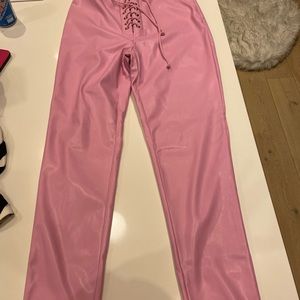Baby Pink Faux Leather Pants